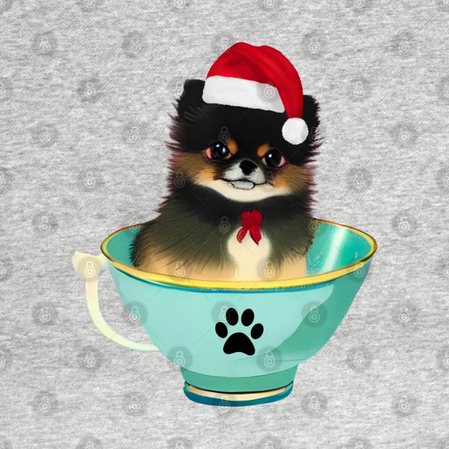 Christmas Dog Teacup Pomeranian Puppy Youre My Cup of Japanese Tea Xmas Animals by Mochabonk